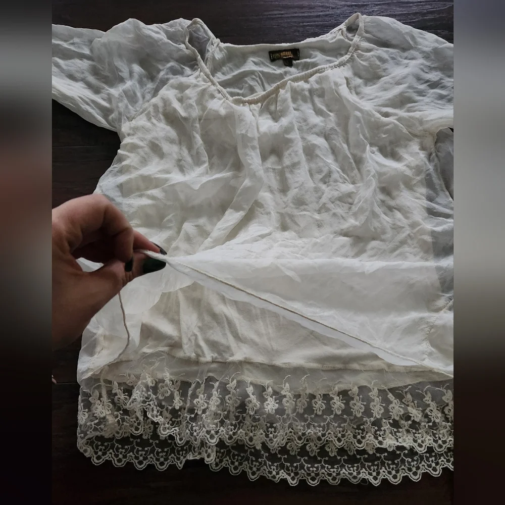 AMANTI SHEER SILK BLOUSE TOP - Picture 6 of 11